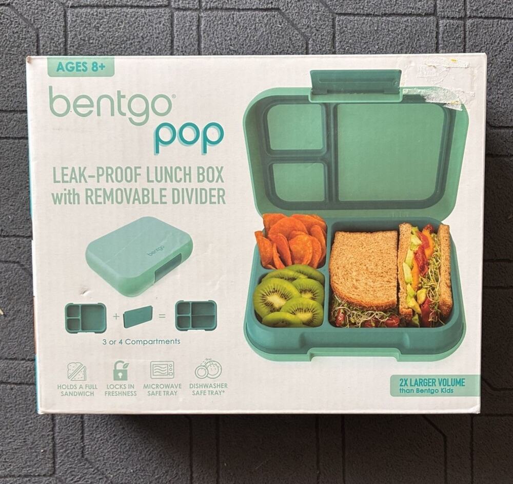 Bentgo Pop Leakproof Lunch Box 3-4 Compartments BPA-Free Snap Lid Green 5C